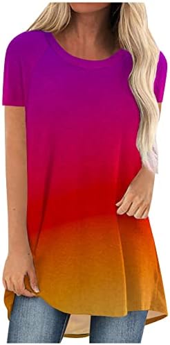 Sonbahar Yaz pamuklu bluz Bayan Kısa Kollu Crewneck Degrade Grafik Brunch Üst T Shirt Bayanlar için P7 P7