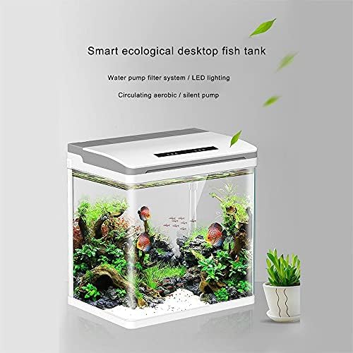 GHGHF Mini Akıllı Akvaryum Betta balık akvaryumu Yaratıcı Tembel Masaüstü Balık Tankı Ev Kendinden sirkülasyonlu Cam