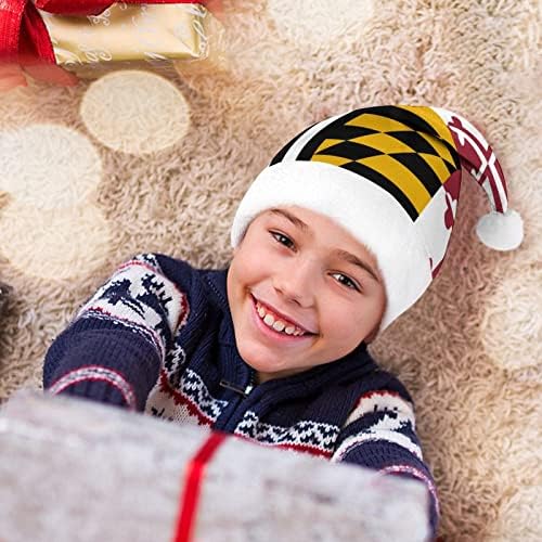 Amerikan Maryland Bayrağı Peluş Noel Şapka Yaramaz ve Güzel noel baba şapkaları Peluş Ağız ve Konfor Astar noel dekorasyonları
