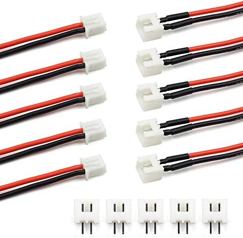 5 Pairs JST-XH 2.54 mm 1 S 2 Pin denge fiş kurşun soket erkek ve dişi konnektör ile 10 cm silikon tel kablolar için
