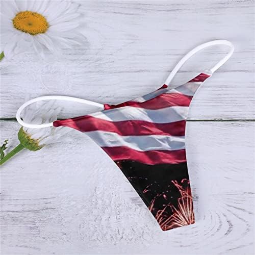 4th Temmuz Thongs Kadınlar için ABD Bayrağı Streç Sapanlar T-Geri İç Çamaşırı Yaramaz Seks Düşük Bel Rahat Külot Dikişsiz
