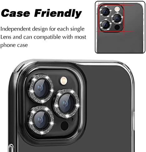 Potok için iPhone 14 Pro 6.1 inç / 14 Pro Max 6.7 inç Kamera Lens Koruyucu, 9 H Temperli Cam Elmas Bling Lens Ekran