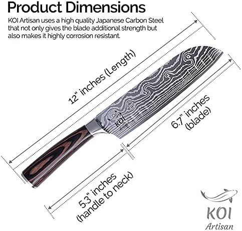 KOİ ARTİSAN 7 İnç Yardımcı şef bıçağı, Jilet Gibi Keskin Bıçak Yüksek Karbonlu Paslanmaz Çelik Geleneksel Japon Tarzı