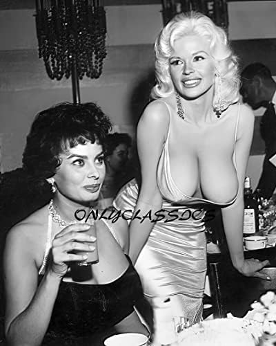 1957 Büyük Memeli Aktris Jayne Mansfield & Sophia Loren 16x20 Fotoğraf Pinup Peynirli Kek