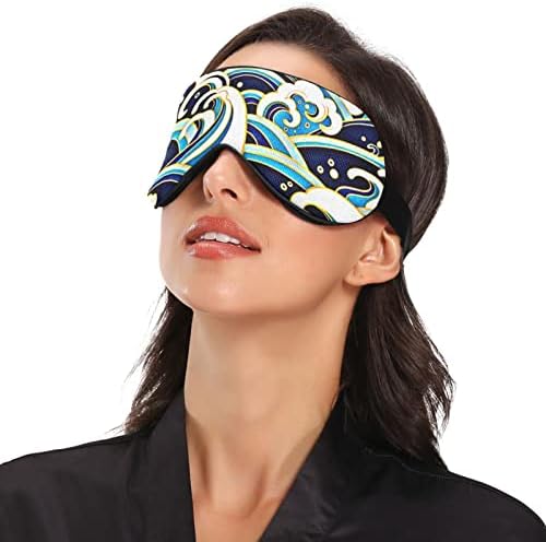 Unisex Uyku Göz Maskesi Japon-Büyük-Dalgalar-deniz Gece Uyku Maskesi Rahat Göz Uyku Gölge Kapak