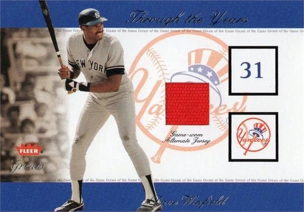 Dave Winfield oyuncu yıpranmış jersey yama beyzbol kartı (New York Yankees) 2002 Fleer Greats DW-MLB Oyun Kullanılmış
