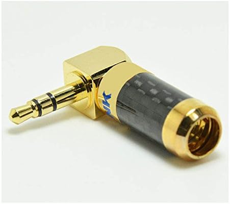 1/8 3.5 mm Stereo Kulaklık Kablosu Fişi Altın Karbon Fiber 90 Derece Açılı Dirsek