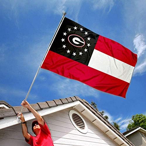 Georgia Bulldogs Georgia Eyaleti Bayrağı ve ABD 3x5 Bayrak Seti