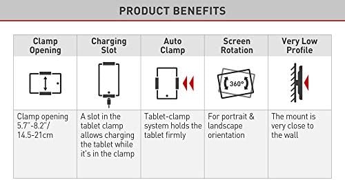 Barkan 7-12 inç Sabit Tablet Duvar Montaj 3 lbs Beyaz Firma Tablet Kelepçe 360 Derece Rotasyon Çok Düşük Profil 5