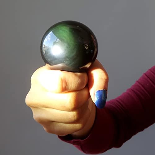 Saten Kristaller Gökkuşağı Obsidyen Küre Yeşil Kristal Top 0.75-1.0 İnç