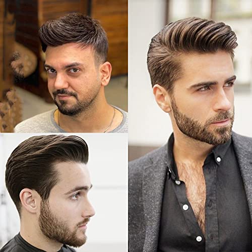 ATBERİNG Peruk Erkekler için Gerçek Avrupa insan saçı Taban Boyutu 8x10 inç Erkek saç ekleme Orta Kabuğu Kahverengi