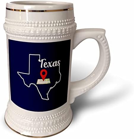 3dRose Burada Teksas'ı Ziyaret Ediyor Eyalet Anahat Seyahat İşaretçisi - 22oz Stein Kupa (stn-363730-1)