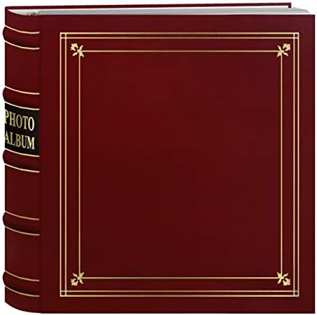 Pioneer Fotoğraf Albümleri 200 Cep Yüzük Bağlı Kırmızı Gümrüklü Deri Altın Aksan Kapak Fotoğraf Albümü 4x6 İnç Baskılar