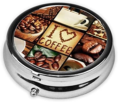 Kahve Kolajı Yuvarlak Mini Hap Kutusu-Günlük Hap Dağıtıcı Vitamin Düzenleyici