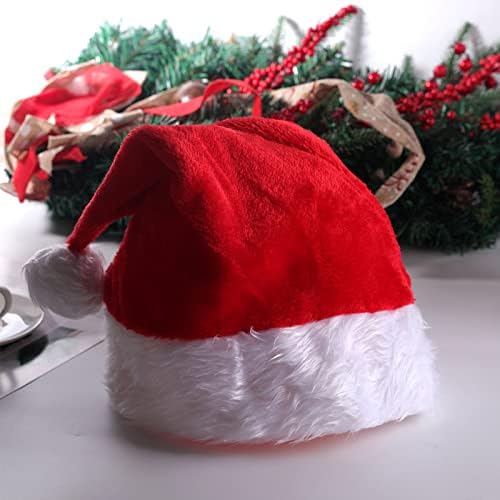 5d95tx Parlayan Noel Baba Şapkası Noel Baba Şapkası Yetişkin Noel Tatili Şapka Unisex Kadife Klasik Noel Baba Şapkası