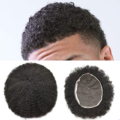 Tam Dantel Afro Peruk Siyah Erkekler Kinky kıvırcık erkek peruk brezilyalı insan saçı kıvırcık dalga Afro-Amerikan