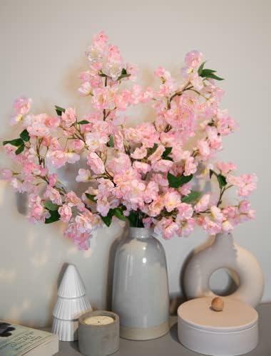MJFlorıa Yapay İpek Kiraz Çiçeği Çiçek Dalları, Sahte Kiraz Şeftali Ağacı, erik Butik Vazo Centerpiece Zemin Düzenlemeleri