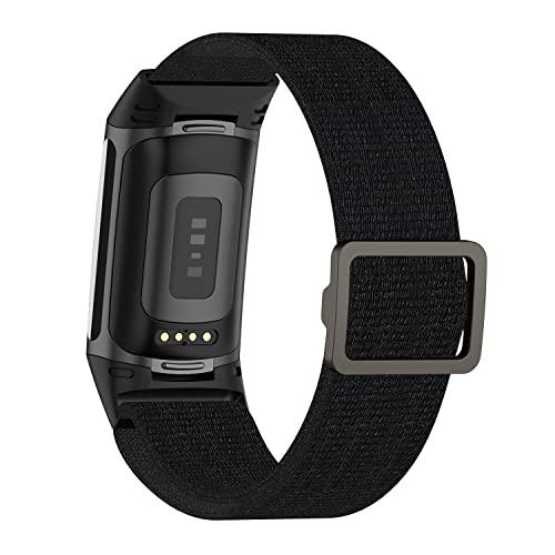 eıEuuk Elastik saat kayışı Fitbit Şarj 5 Smartwatch ile Uyumlu, Nefes Naylon Döngü Kumaş Ayarlanabilir Esnek Spor