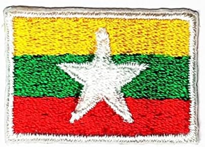 Kleenplus 3 adet. 0. 6X1. 1 İNÇ. Mini Ülke Ulusal Myanmar Bayrağı İşlemeli Aplike Demir On Yama Dikmek Kare Şekli