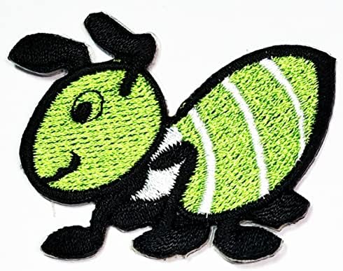 Kleenplus 3 adet. Küçük Karınca Yeşil Böcek Karikatür Çocuk Çocuk Yamalar Demir On Aplike Motif Yama Çocuklar için