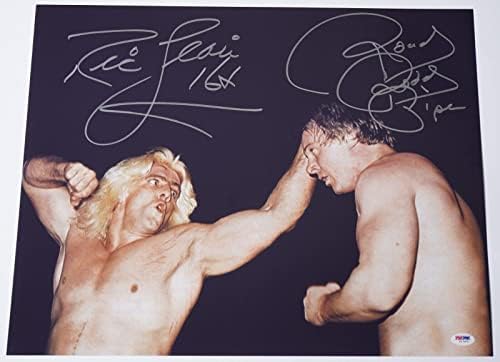Kabadayı Roddy Piper & Ric Flair İmzalı WWE 16x20 Fotoğraf PSA / DNA COA NWA İmzası 1-İmzalı Güreş Fotoğrafları