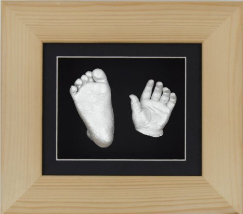 BabyRice Yeni Bebek Döküm Kiti ile 6x5 Doğal Çam 3D kutu ekran Çerçevesi / Siyah Montaj / Siyah Destek / Gümüş boya