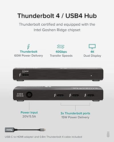 USB-C ila 4K HDMI Adaptörlü Takılabilir Thunderbolt 4 Hub Paketi, 4'ü 1 arada Hub, Mac, Windows Dizüstü Bilgisayarlar,