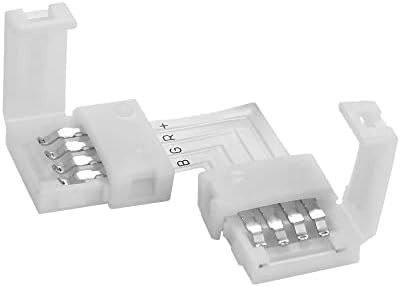 Vrabocry 4-Pin LED Konnektörler 10-Pack 10mm Geniş Dik Açı Köşe Konnektörleri Lehimsiz Adaptör Konnektör Terminali