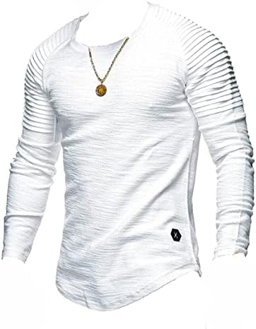 Erkek Casual Slim Fit Ekip Boyun T Gömlek Hip Hop Buruşuk Gömlek Patchwork Uzun Kollu Sıcak Kazak Jumper Tişörtü Tops
