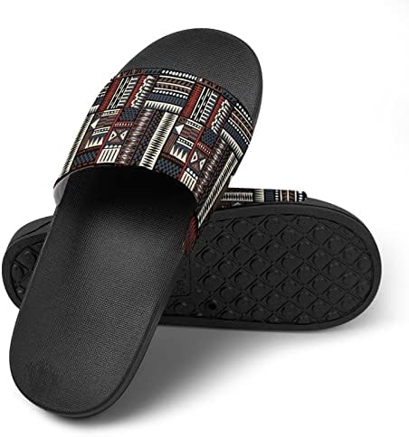 Kente Afrika Etnik Desen Slaytlar Sandalet Kaymaz Terlik Duş Ev Ayakkabıları Banyo Yumuşak Taban Çabuk Kuruyan Erkekler