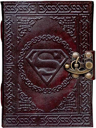 El yapımı deri günlük Superman Kabartmalı Dizüstü Organizatör Kitap Gölge Günlüğü Not Defteri 5x7 İnç Hediye