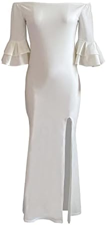Bayan Kapalı Omuz Çan Kollu Örgün Akşam Düğün Parti Maxi Elbise Yüksek Düşük resmi elbiseler Kadınlar için Kollu