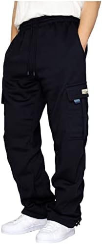 Erkek Ağır Kargo Polar Sweatpants Streç Elastik Bel Jogger spor pantolon İpli Spor pantolon