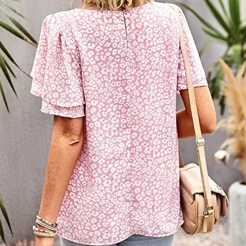 Kadınlar için yaz Üstleri 2023 kısa kollu tişört Çiçek Gömlek Yuvarlak Boyun Hollow Out Boho Bluzlar Tops