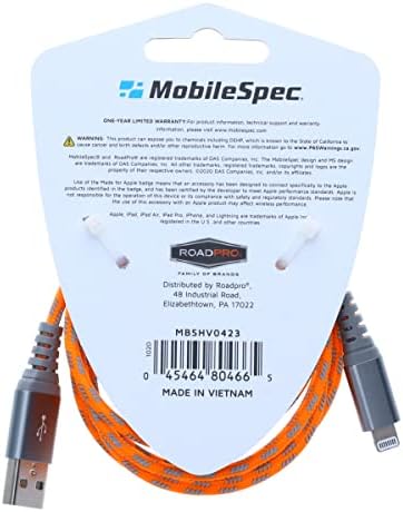 Mobil Spec MBSHV0423 Yüksek Görünürlük 4 Ayak Yıldırım(R) - USB-A Kablosu-Turuncu