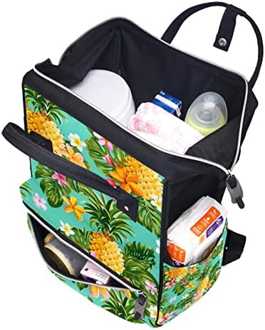 Tropikal Ananas Çiçek Yaprakları Desen bebek bezi çantası Sırt Çantası Bebek Bezi Değiştirme Çantaları Çok Fonksiyonlu