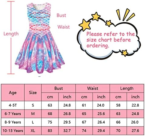 Funnycokid Kızlar Mermaid Elbise Çocuklar Yaz Kolsuz Elbiseler Doğum Günü Sundress Salıncak Kıyafet 4-13 Yıl