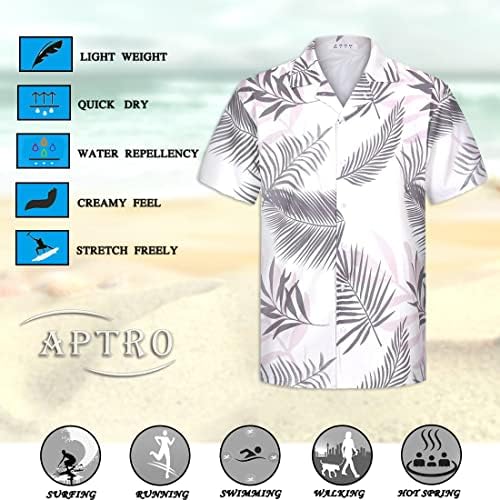 APTRO erkek havai gömleği 4 Yollu Streç Casual Düğme Aşağı Tatil Plaj Gömlek