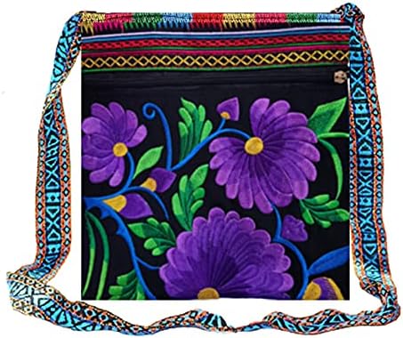 PHEVOS Hobo kadınlar için Crossbody Çanta, 3 Fermuarlı Cepler Vintage Etnik Tribal İşlemeli Boho Hippi Omuz Çantası
