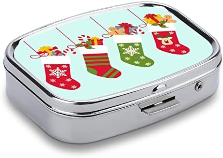Hap Kutusu Noel Çorap Hediyeler Kare Şeklinde İlaç tablet kılıfı Taşınabilir Pillbox Vitamin Konteyner Organizatör