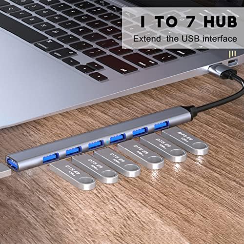 7 Port USB 3.0 Hub, TİEDXİOY Alüminyum USB 3.0 Hub USB Splitter Dizüstü Bilgisayar, Xbox, Flash Sürücü, HDD, Konsol,