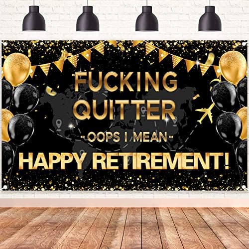 Emeklilik Parti Süslemeleri Mutlu Emeklilik Afiş Zemin Siyah ve Altın Emeklilik Süslemeleri Erkekler ve Kadınlar için