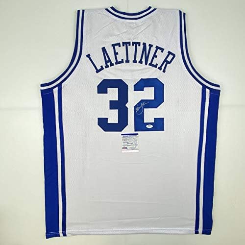 İmzalı / İmzalı Christian Laettner Duke Atış Beyaz Kolej Basketbol Forması PSA / DNA COA