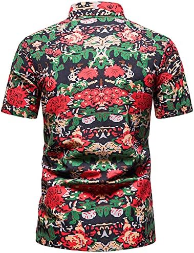 Erkek Çiçek Gömlek kısa kollu düğme Aşağı gömlek Tatil Yaka Büyük ve Uzun boylu Gömlek erkekler için