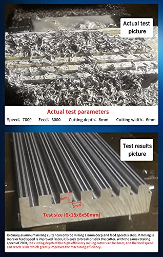 Verimli karbür ucu frezeleri Seti Kare Burun 3 Flüt Nano Kaplama freze kesicisi için 6061 Alüminyum Alaşım