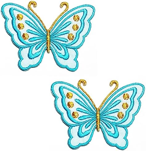 Kleenplus 2 adet. Mini Sevimli Böcek Kelebek Mavi Çizgi Roman Karikatür Yama Etiket Zanaat Yamalar DIY Aplike İşlemeli