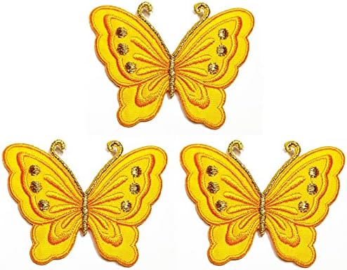 Kleenplus 3 adet. Mini Sevimli Böcek Kelebek Sarı Dikmek Demir on Patch İşlemeli Aplike Zanaat El Yapımı Elbise Elbise
