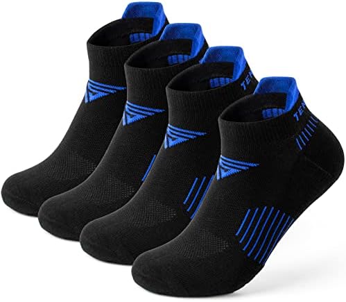 TENYSAF Ayak Bileği Atletik Çorap Erkekler için: 4 Paket erkek ve kadın Pamuk Koşu spor çoraplar Yastık ile