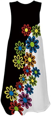 Zpervoba Yaz Elbiseler Kadınlar için Kolsuz Maxi Elbiseler Gevşek Fit Kelebek Çiçek Baskılı uzun elbise Tankı Elbise
