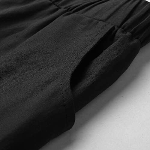 Ozmmyan Kargo Şort Erkekler için Yaz Moda İpli Elastik Düz Renk Gevşek Rahat İş Pantolonu Yedi Pantolon